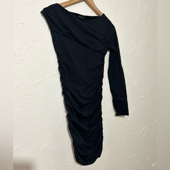 Boohoo Black Long Sleeve Bodycon Midi Dress Sz 4/ Small | Chic Minimalist Look - Picture 3 of 11